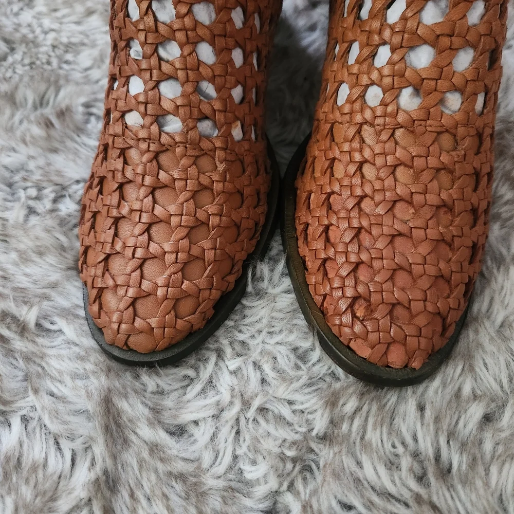 Free People Woodstock Woven Boots‎ In Cinnamon Clay Brown Women's Size 7.5
